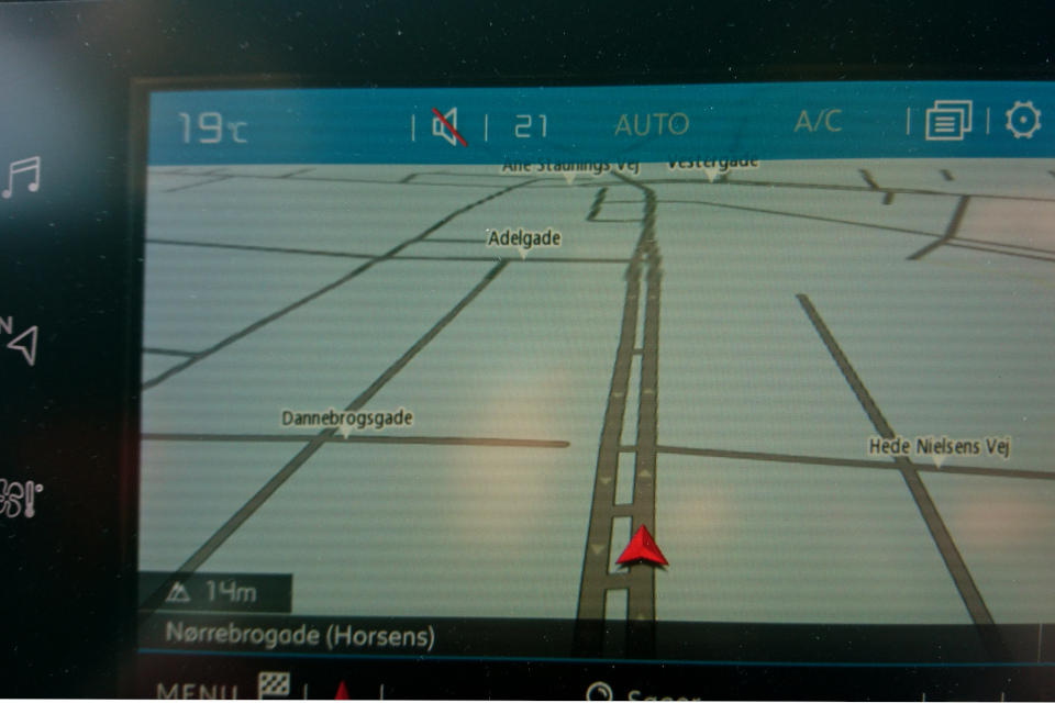 Улица флага Даннеброг (дат. Dannebrogsgade) на навигаторе машины GPS Хорсенс, Дания